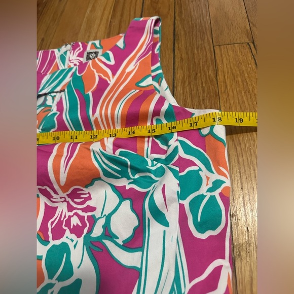Anne Klein Colorful Floral Mini Dress - Pink, Orange, Green - Picture 8 of 9
